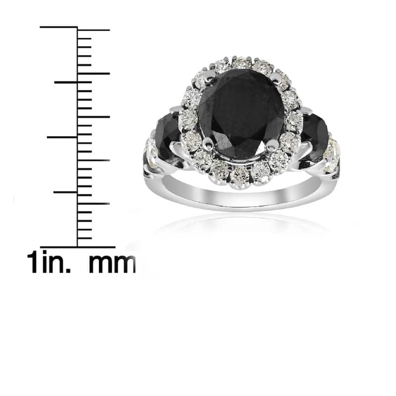 14k White Gold 5 ct TDW Black & White Diamond Halo Engagement Ring (I/J, I1-I2)