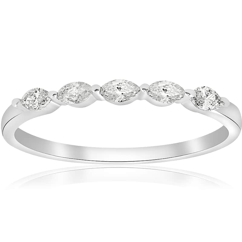 14k White Gold 1/2 ct TDW Marquise Diamond Wedding Ring (H-I,I1-I2)