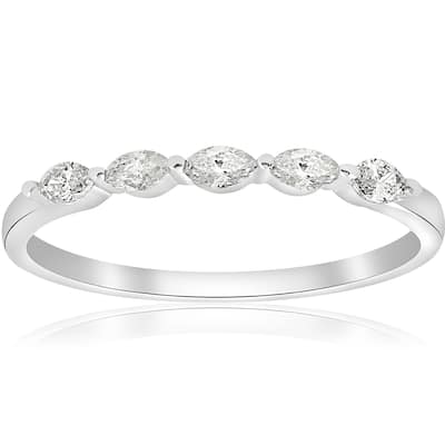 14k White Gold 1/2 ct TDW Marquise Diamond Wedding Ring (H-I,I1-I2)