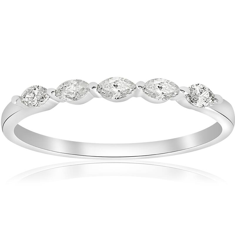 14k White Gold 1/2 ct TDW Marquise Diamond Wedding Ring (H-I,I1-I2)