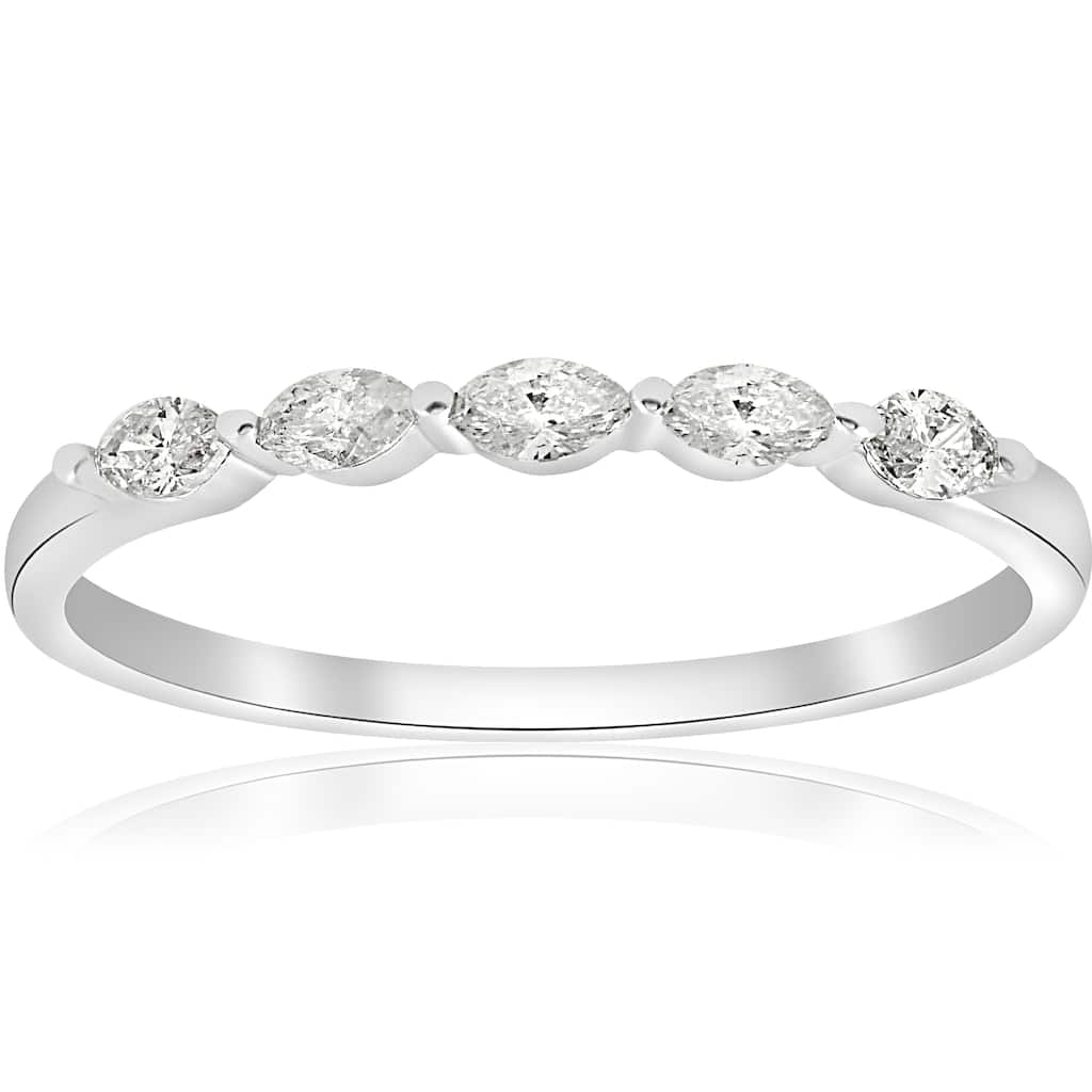 14k White Gold 1/2 ct TDW Marquise Diamond Wedding Ring (H-I,I1-I2)