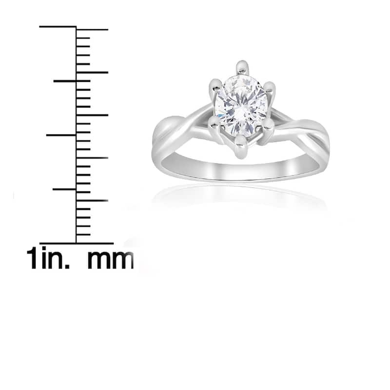 14k White Gold 3/4 ct TDW Solitaire Diamond Engagement Ring Interwoven Polished Setting (I-J,I2-I3)