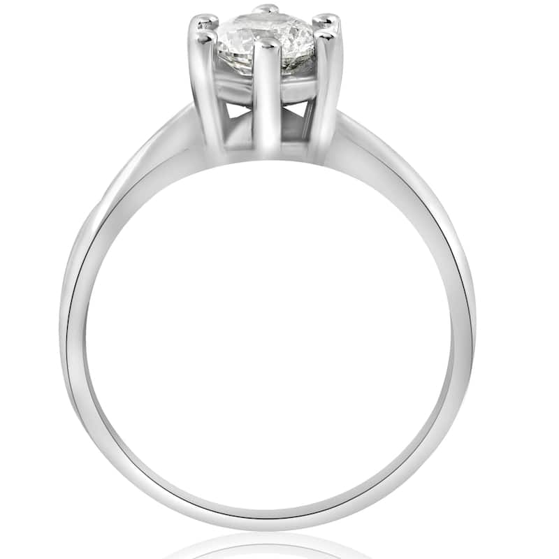 14k White Gold 3/4 ct TDW Solitaire Diamond Engagement Ring Interwoven Polished Setting (I-J,I2-I3)