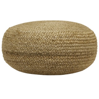 Round Woven Pouf. Opens flyout.