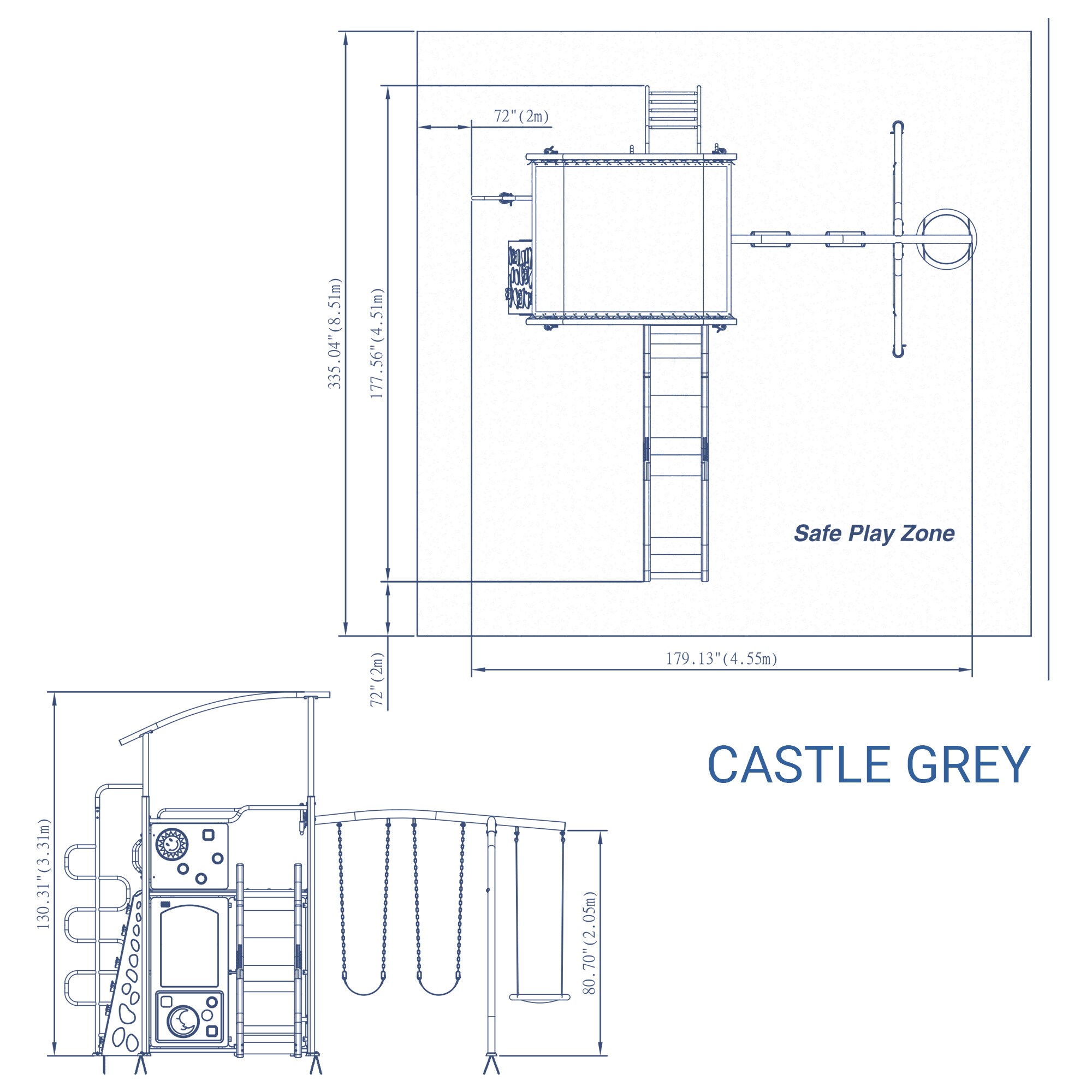 backyard discovery castle grey metal swing set and outdoor playground