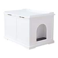 TRIXIE Pet Products White Wooden Extra-large Cat House and Litter Box