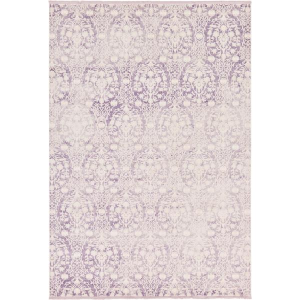 Arcadia Purple Ivory Floral Area Rug 8 X 11 4 Free Shipping