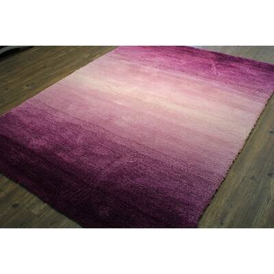 Purple Hand-tufted Shag Area Rug (4'11 x 6'7)