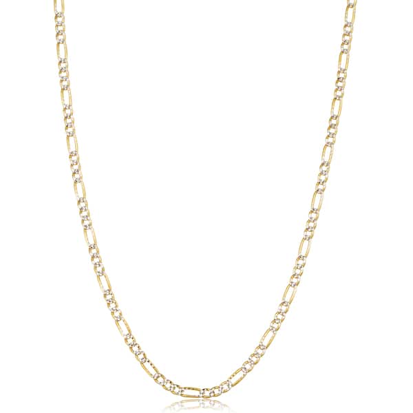 14k Two-tone Gold 2.2-mm White Pave Light Figaro Chain Necklace 14k Two-tone Gold 2.2-mm White Pave Light Figaro Chain Necklace