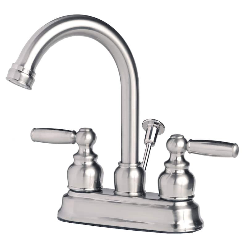 Contemporary Two Handle High Arc Centerset Lavatory Faucet with Pop-Up Drain