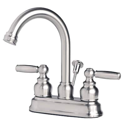 Contemporary Two Handle High Arc Centerset Lavatory Faucet with Pop-Up Drain