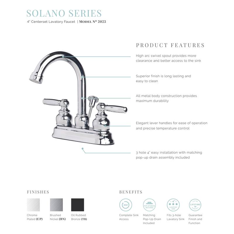 Contemporary Two Handle High Arc Centerset Lavatory Faucet with Pop-Up Drain