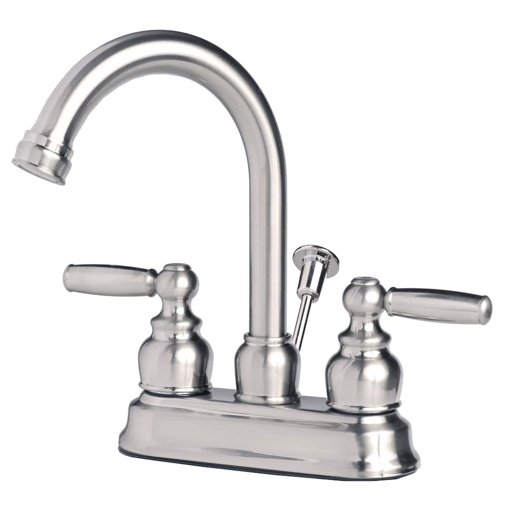 Contemporary Two Handle High Arc Centerset Lavatory Faucet with Pop-Up Drain