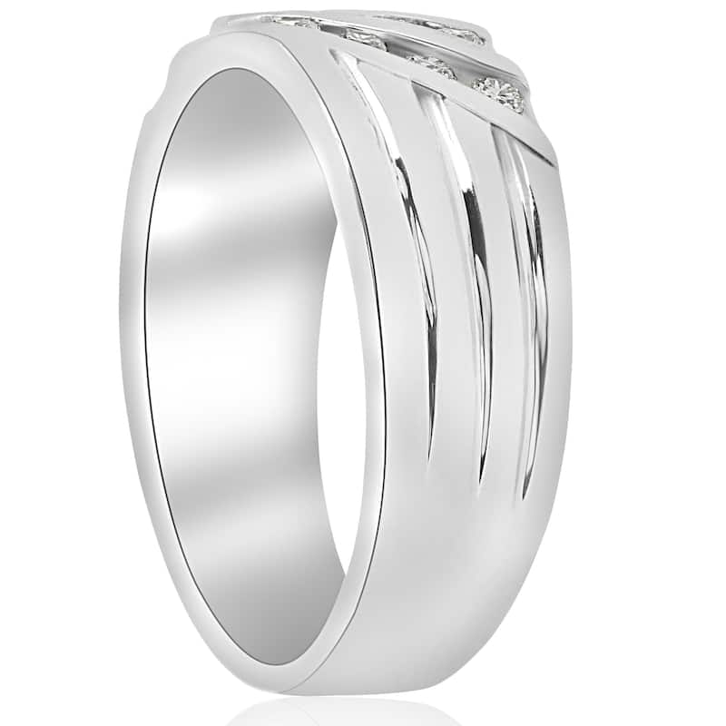 10k White Gold 1/2 ct TDW Diamond Mens Engagement Wedding Ring (I-J,I2-I3)