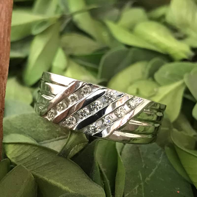 10k White Gold 1/2 ct TDW Diamond Mens Engagement Wedding Ring (I-J,I2-I3)