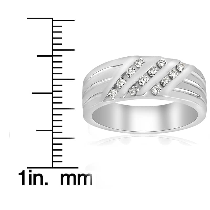 10k White Gold 1/2 ct TDW Diamond Mens Engagement Wedding Ring (I-J,I2-I3)