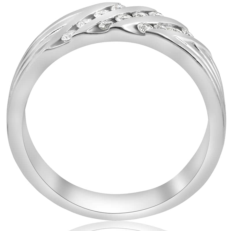 10k White Gold 1/2 ct TDW Diamond Mens Engagement Wedding Ring (I-J,I2-I3)