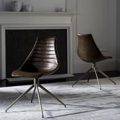 SAFAVIEH Lynette Mid-Century Modern Swivel Dining Chair (Set of 2) - 27.5" x 27.5" x 34"