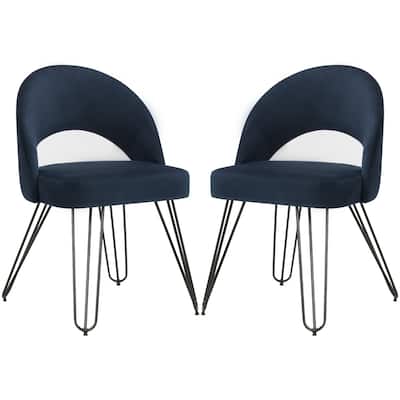 SAFAVIEH Jora Velvet Retro Navy Side Chair (Set of 2)