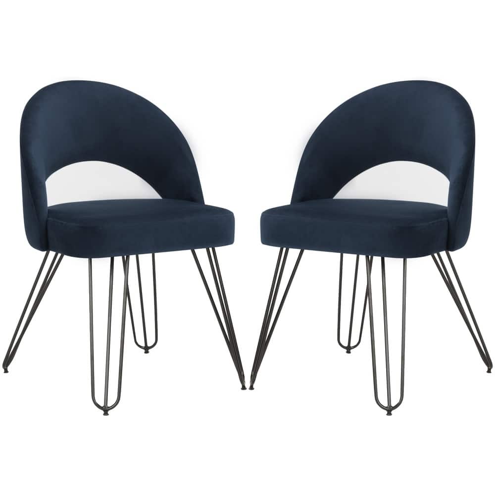 SAFAVIEH Jora Velvet Retro Navy Side Chair (Set of 2)
