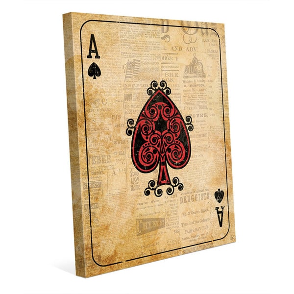 Vintage Ace Red Playing Card Wall Art Canvas Print