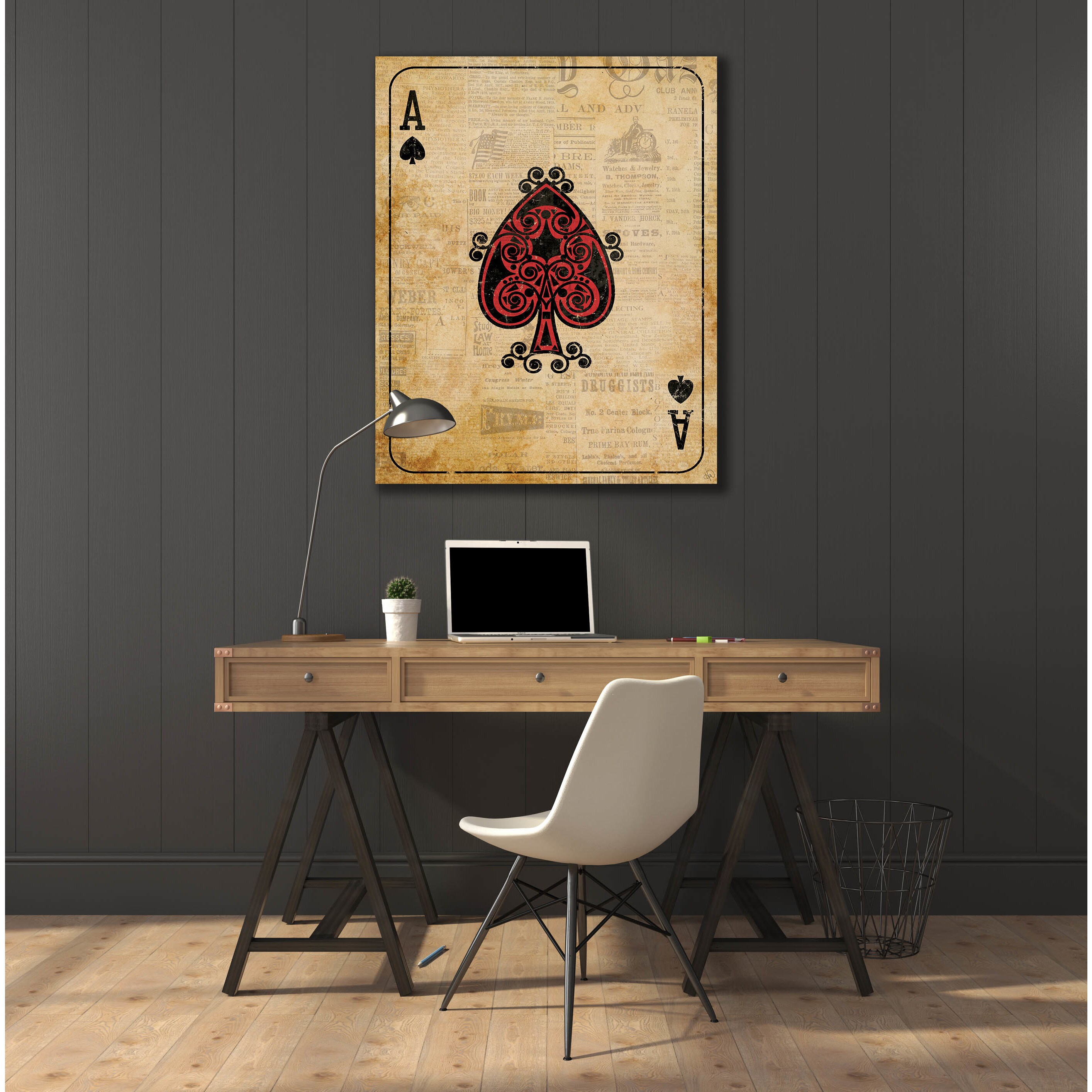 Vintage Ace Red Playing Card Wall Art Canvas Print EBay