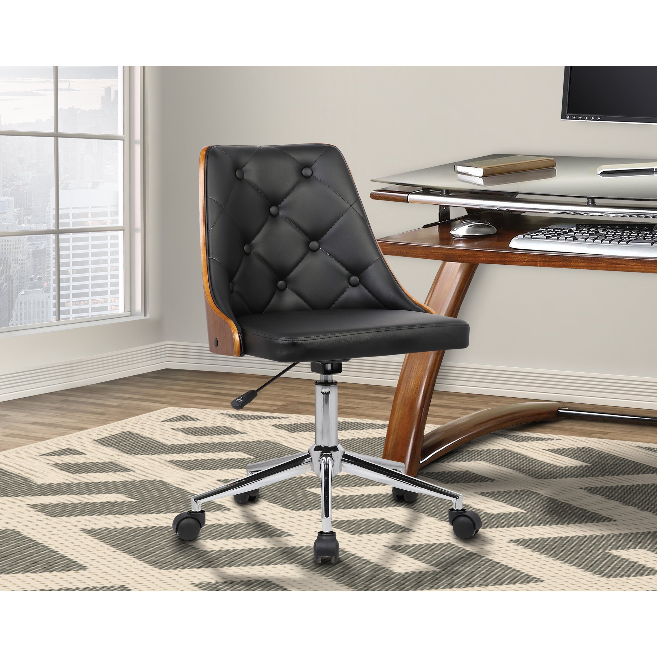 Shop Armen Living Diamond Mid Century Office Chair In Chrome