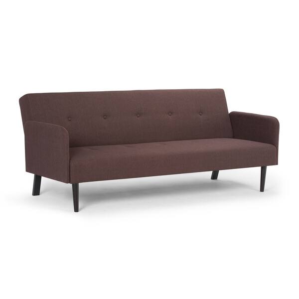 Wyndenhall Hudson Transitional 74 Inch Wide Sofa Bed In Maroon Brown Linen Look Fabric W X 30 1 H 33 D 16326622 74 Inch Wide Sofa Bed