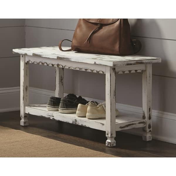 Shop Country Cottage Entryway Bench Overstock 16326816