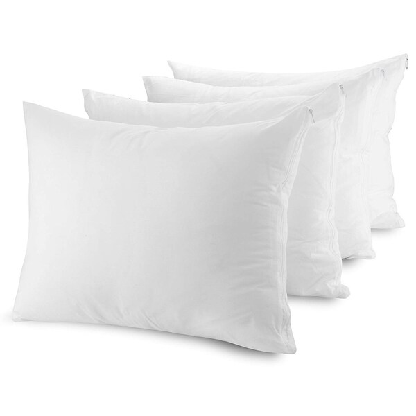Zippered Poly/ Cotton Pillow Protectors (Set of 4) - White - On Sale ...