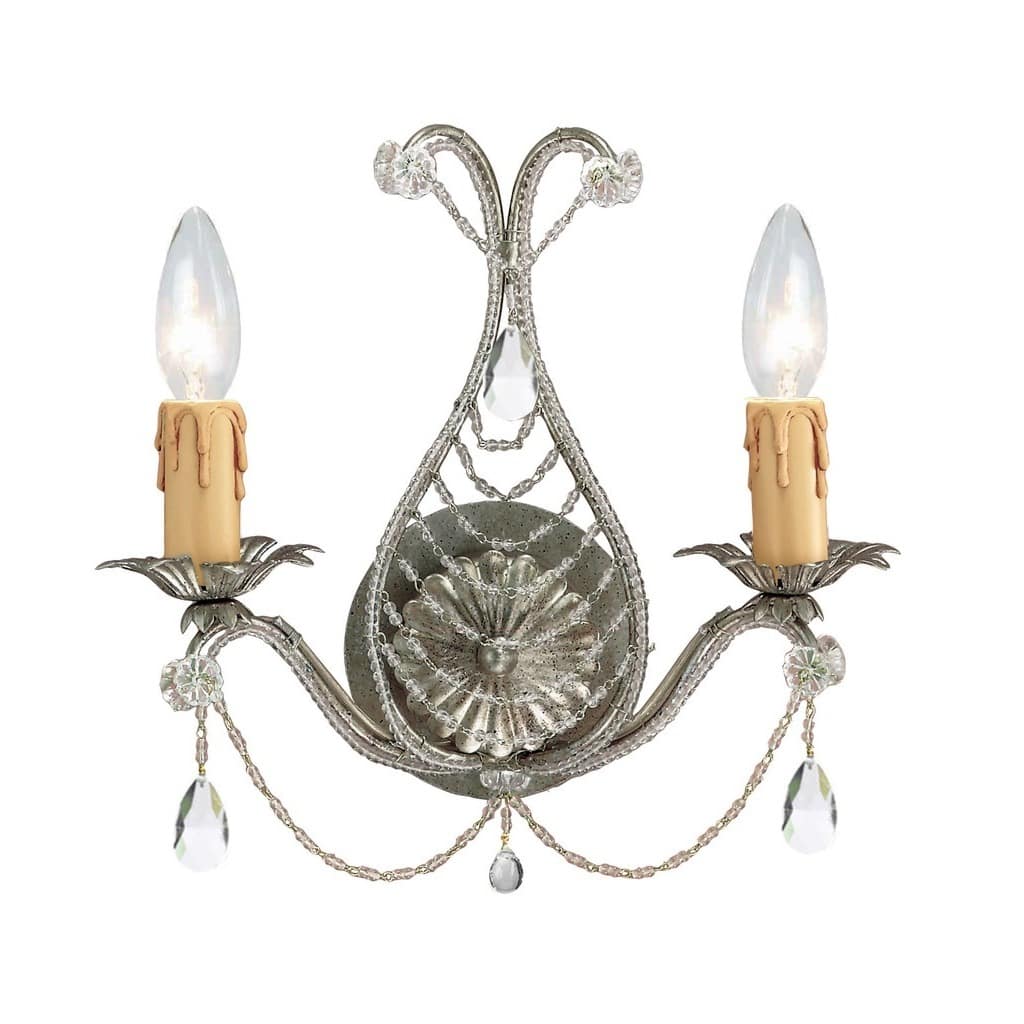 Crystorama Paris Market Collection 2-light Silver Leaf Wall Sconce