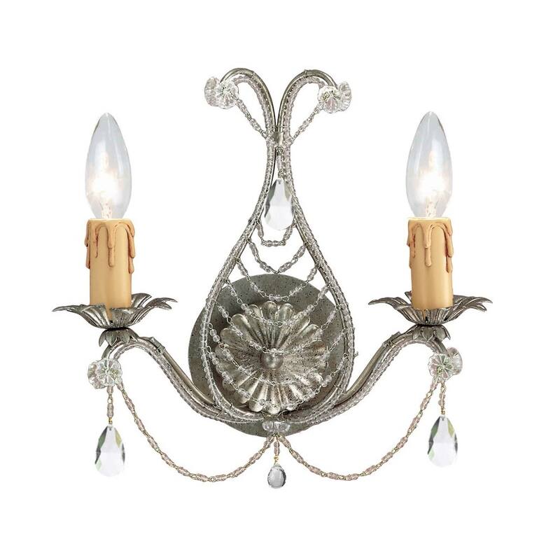 Crystorama Paris Market Collection 2-light Silver Leaf Wall Sconce
