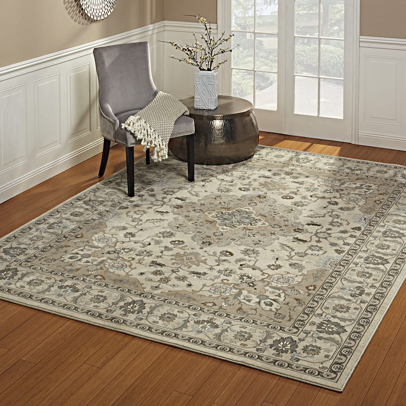 Gertmenian Majestic Chilton Ivory Traditional Border Medallion Area Rug