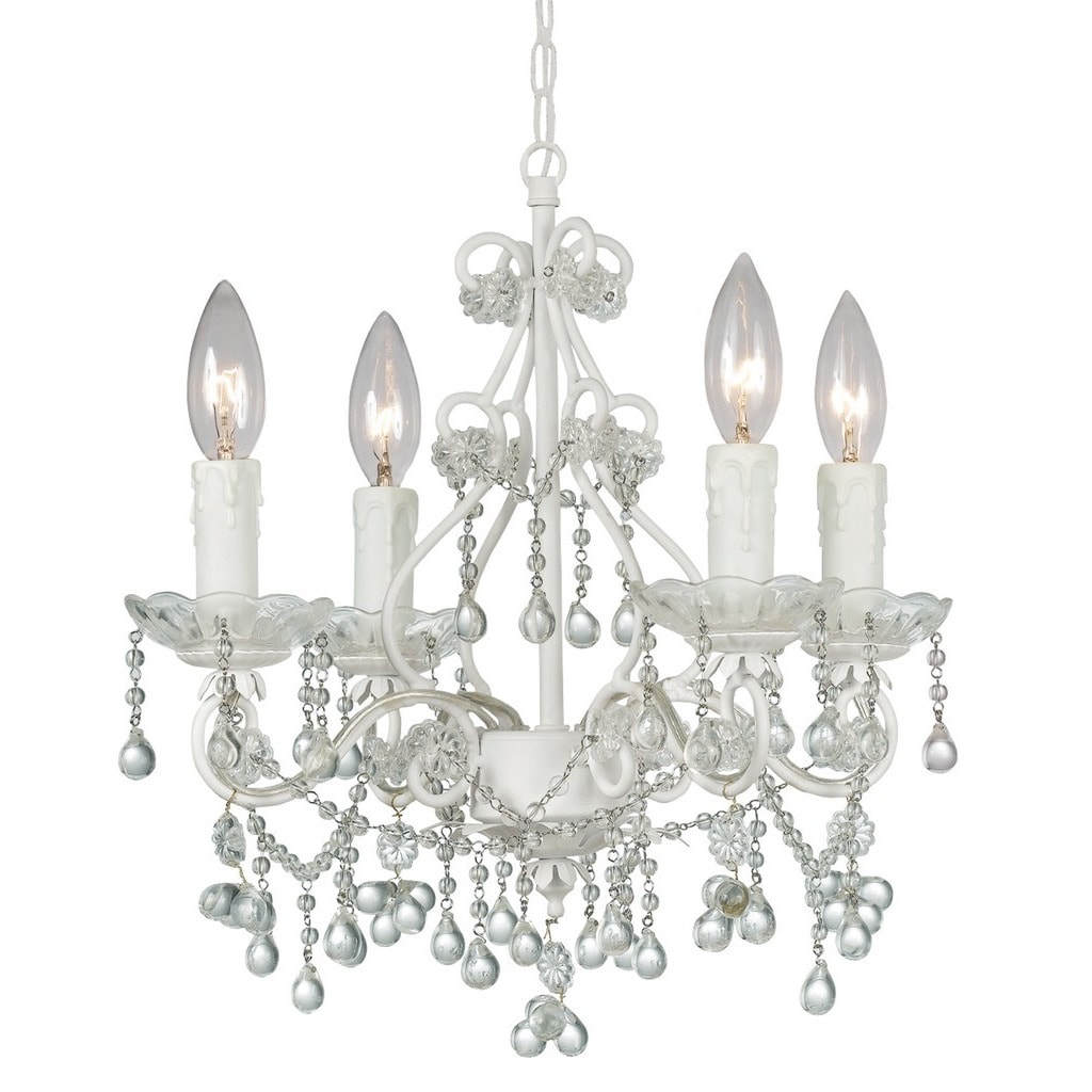 Crystorama Paris Market Collection 4-light Wet White/Murano Crystal Mini Chandelier - Chandeliers For Bedrooms by Overstock.com