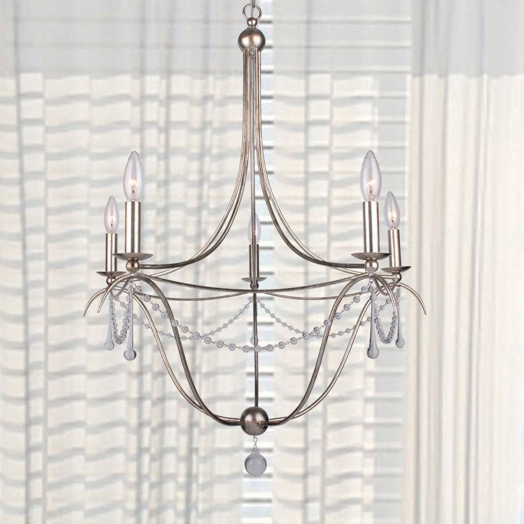 3-light Antique Silver/Murano Crystal Mini Chandelier - Chandeliers For Bedrooms by Overstock.com