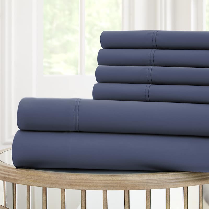 Modern Threads Nano-Tex Cool Comfort 120 GSM 6-piece Bed Sheet Set - Blue - Twin