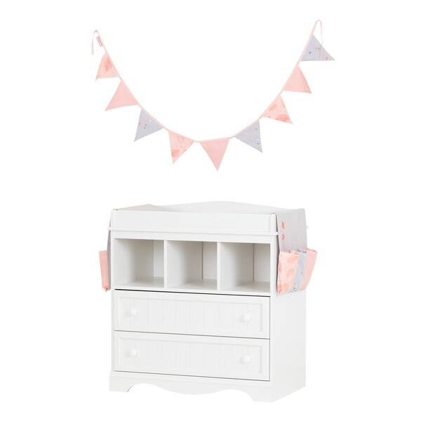 Shop South Shore Savannah Pure White And Pink Changing Table With