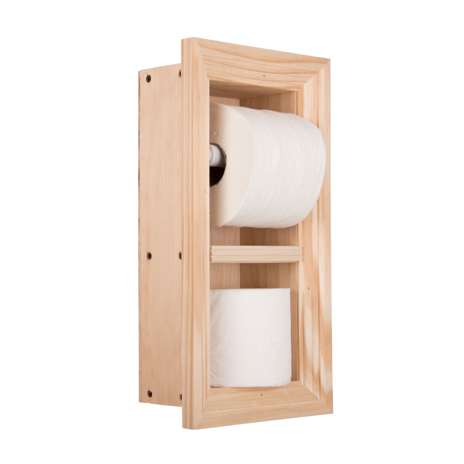 Highlands-19 Solid Wood Recessed in wall Double Toilet Paper holder with  cabinet - 14 x 16.25