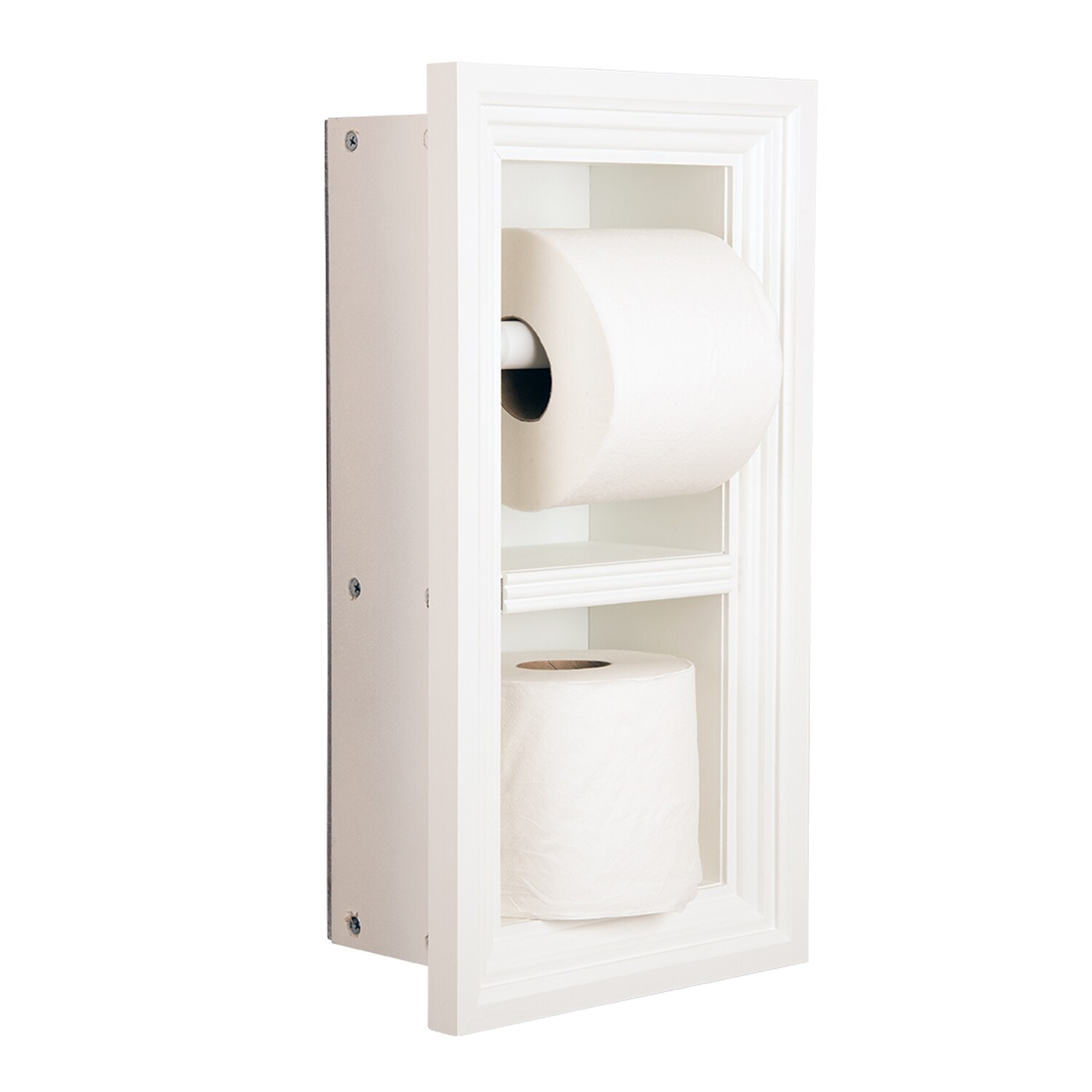 Highlands-19 Solid Wood Recessed in wall Double Toilet Paper holder with  cabinet - 14 x 16.25