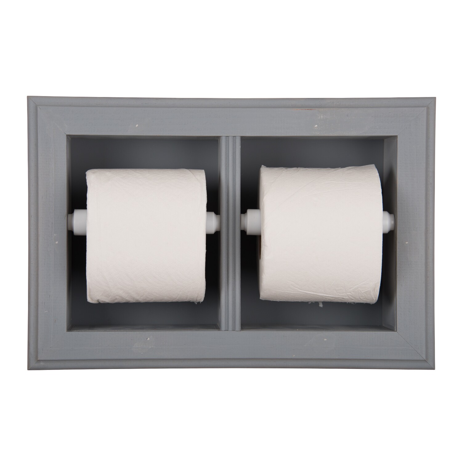 Gray Wood Wall Mounted Bathroom Toilet Paper Roll Holder with