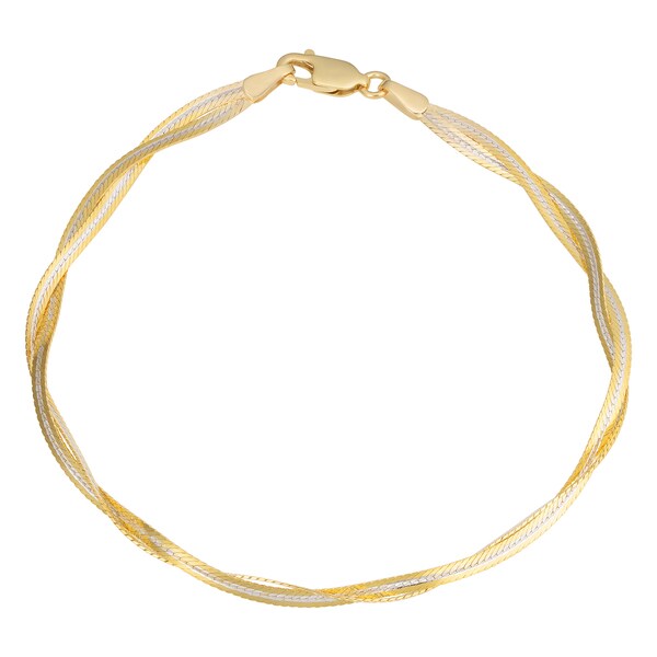Shop Fremada Italian 14k Two-Tone Gold Braided Herringbone Bracelet (7.5 inches) - On Sale ...