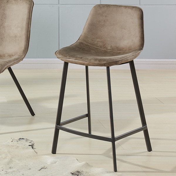 Buren Faux-suede and Metal Counter Stools (Set of 2) - On Sale