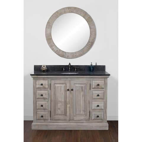 Rustic Style Dark Limestone 48-inch Single-sink Bathroom Vanity