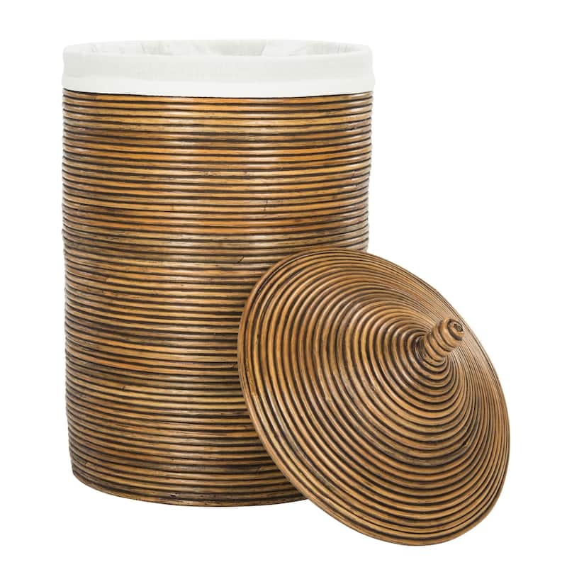 SAFAVIEH Wellington Rattan Honey Storage Hamper With Liner - 19.5" x 19.5" x 33.1"