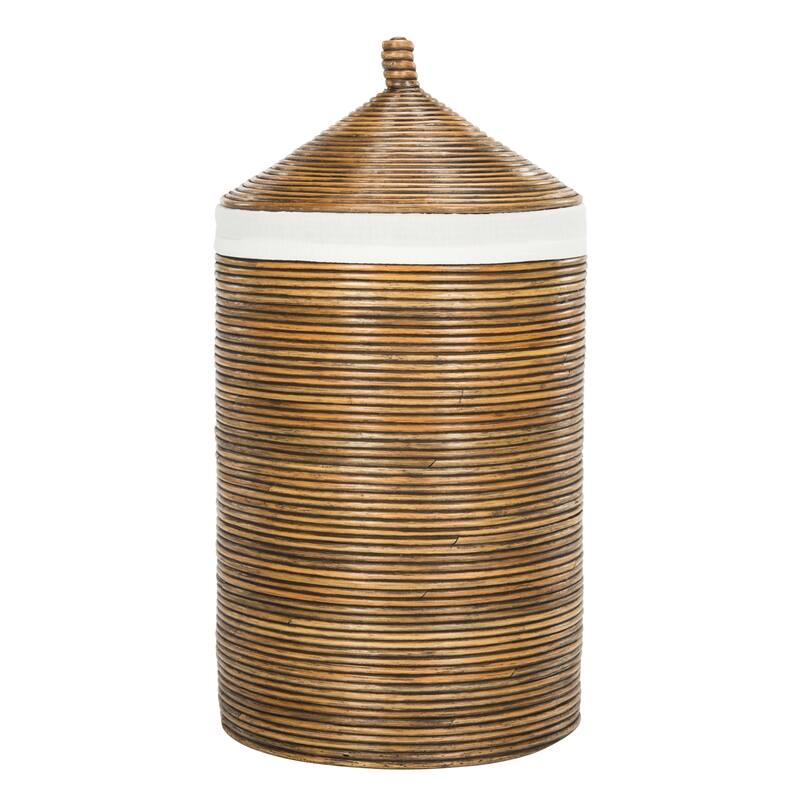 SAFAVIEH Wellington Rattan Honey Storage Hamper With Liner - 19.5" x 19.5" x 33.1"