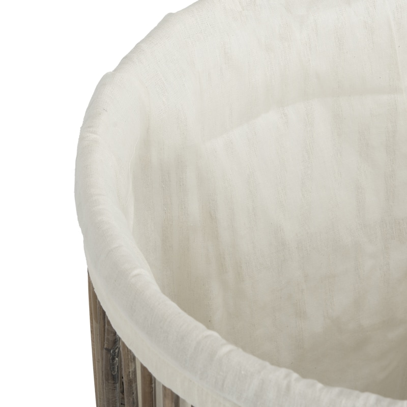 SAFAVIEH Libby White Wash Rattan Storage Hamper With Liner - 17.7" x 17.7" x 29.5"