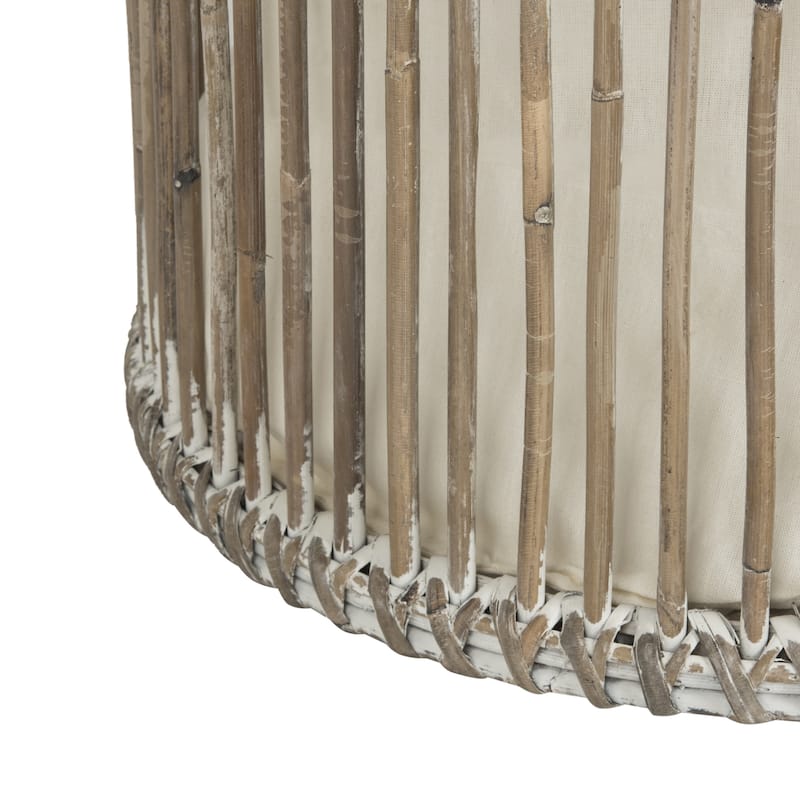 SAFAVIEH Libby White Wash Rattan Storage Hamper With Liner - 17.7" x 17.7" x 29.5"