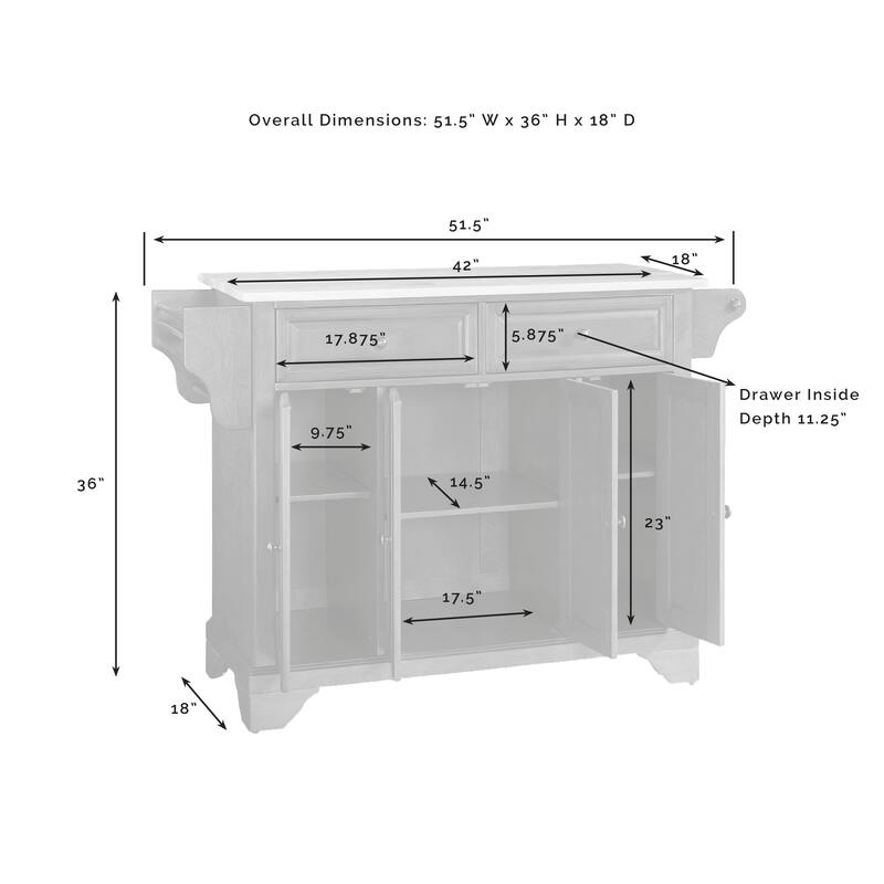 Crosley LaFayette Vintage Mahogany Finish Natural Wood Top Kitchen Island - 51.5"W x 18"D x 34"H