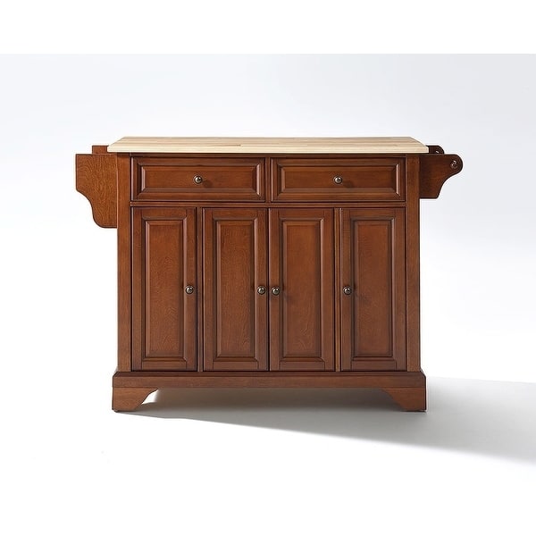 Crosley LaFayette Classic Cherry Natural Wood Top Kitchen Island - 18"d x 51.5"w x 36"h