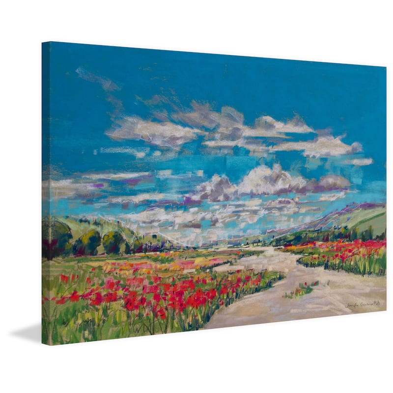 'Poppy Path V' Painting Print on Wrapped Canvas - Multi-Color